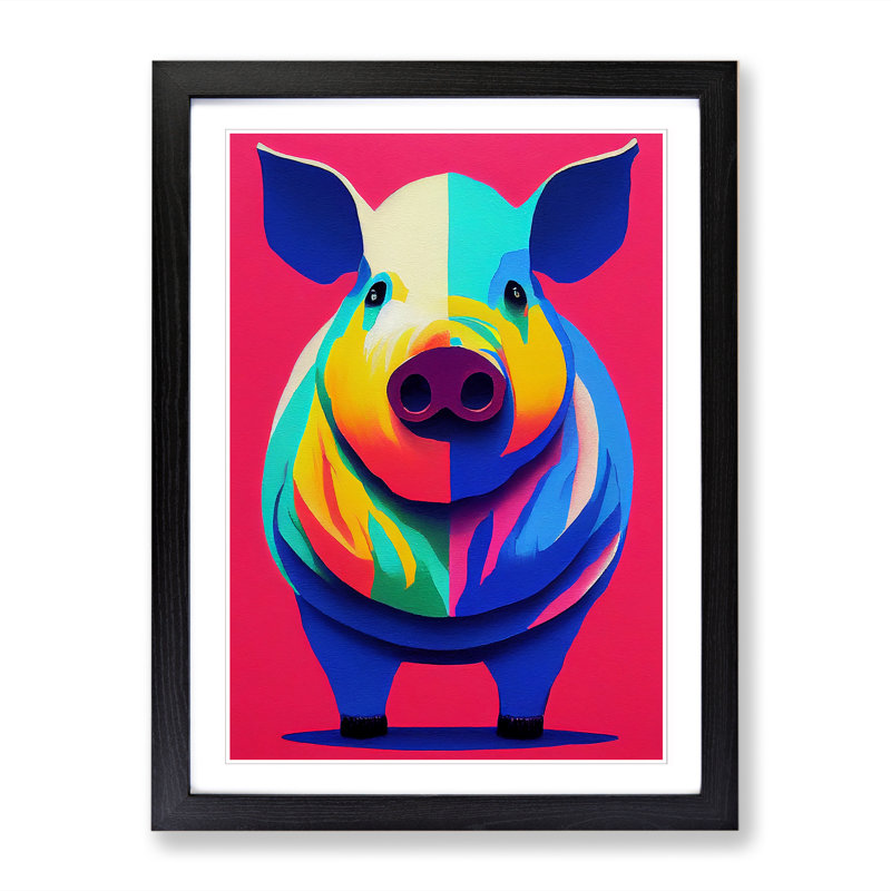 FRM-V0523-1840X Pig Painting Crayon Art 1 Piece Wall Art