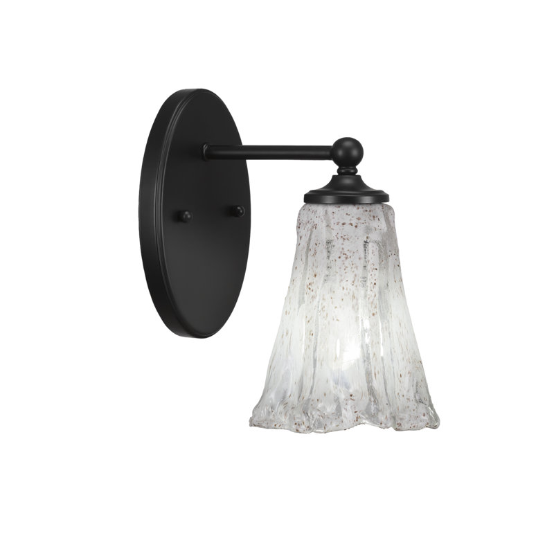Aitkens Wall Sconce Shown In Matte Black Finish With 5.5" Fluted Italian Ice Glass