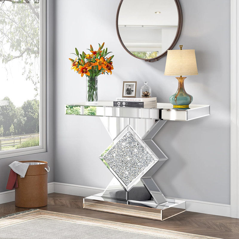 80cm Glass Top Console Table