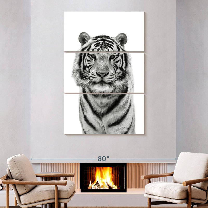 Brampt Monochrome Bengal Tiger, 74" H x 48" W