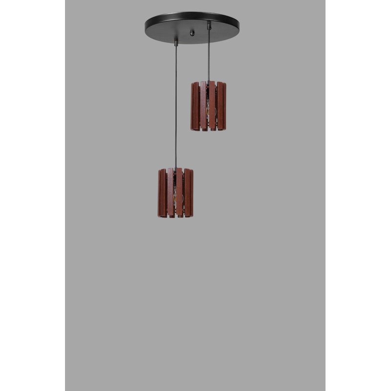 Lustre, Noyer / noir, 2 niveaux, Deux lumières