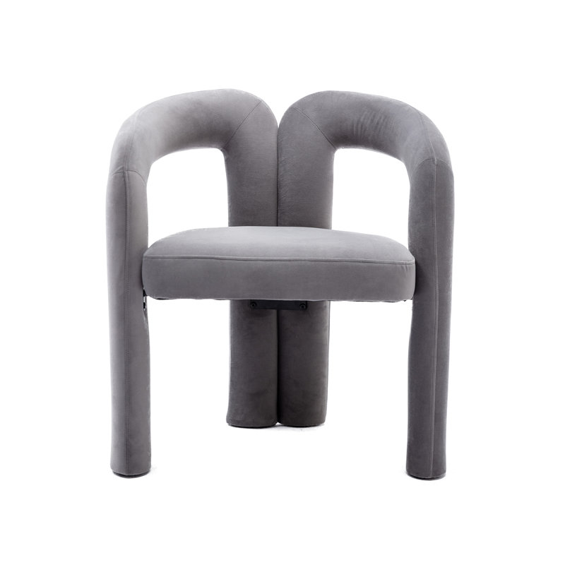 Keyt 16.54'' H Upholstered Armchair, Gray Velvet, 27.95" H x 25.2" W x 19.88" D