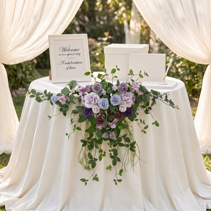 Ensemble de 2 guirlandes florales artificielles, guirlande de verdure suspendue pour arche, décoration murale de mariage