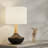 Britt 23" Black Lodge Dimmable Ceramic Solid Wood For Bedroom Living Room Bedside Desk Nightstand Single Table Lamp With White Linen Drum Shade -1938153249