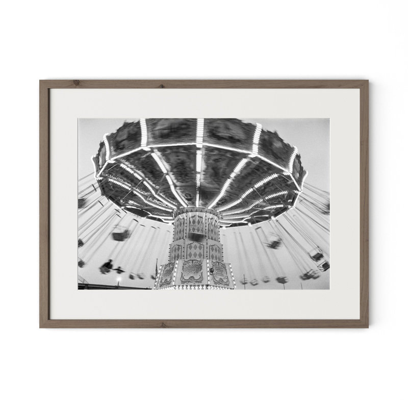 Coney Island Print by Barbara Alper, W 32" x H 24", Rustic Walnut