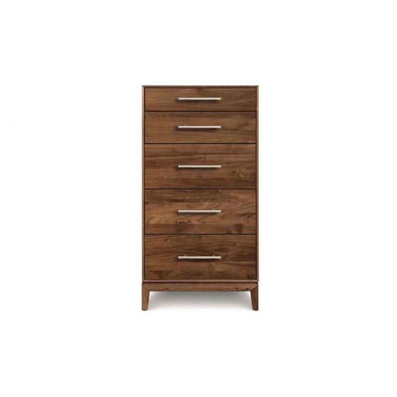 Mansfield 5 - Drawer Solid Wood Dresser, Natural Walnut, 51.38" H x 26.88" W x 18" D