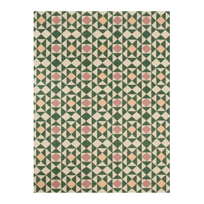 Paris Collection Green Themed Triangle Geometric Pattern Creative Modern Decorative Machine Washable Rug