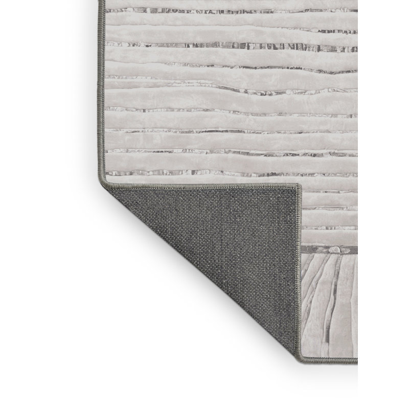 Tapis gris soyeux et moelleux, Rectangle 7 pi x 9 pi