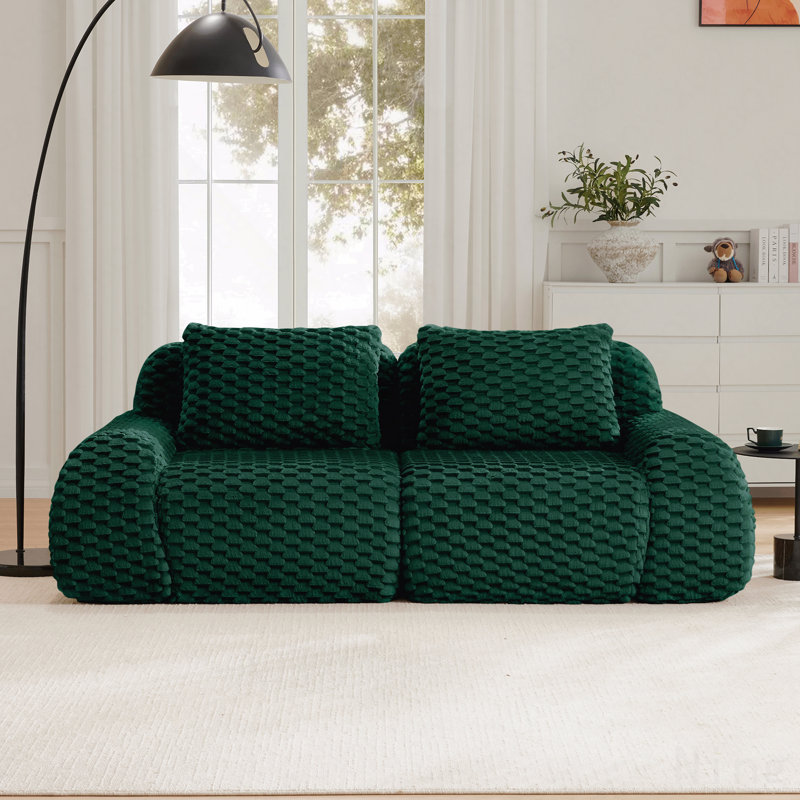 Canapé modulaire en flanelle 2 places avec base antidérapante - 2, Vert
