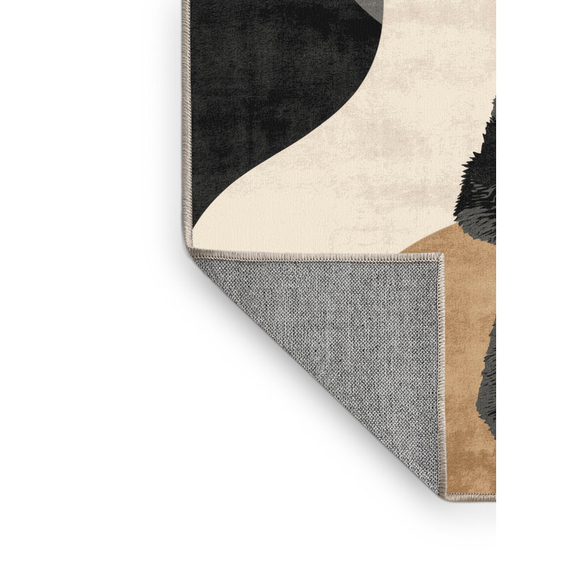 Machine Washable Buckland Modern Rug in Gray – Beige Binding, 8x12