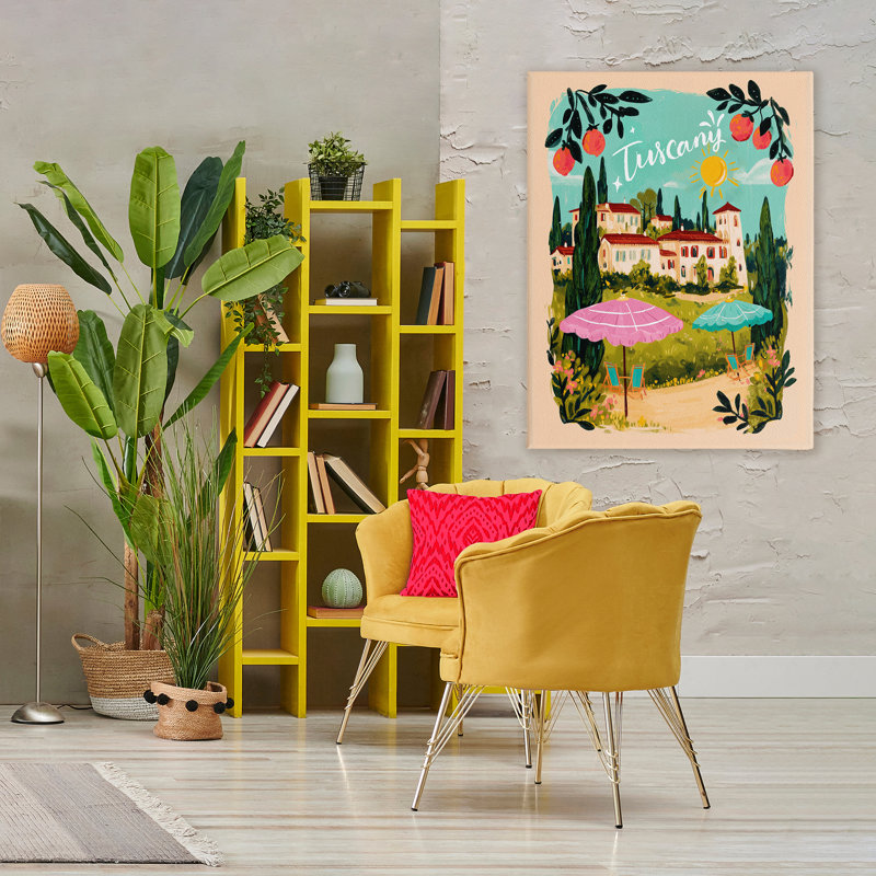 Toile bordée de fruits toscans, design par Yen, H 48 po x l 36 po