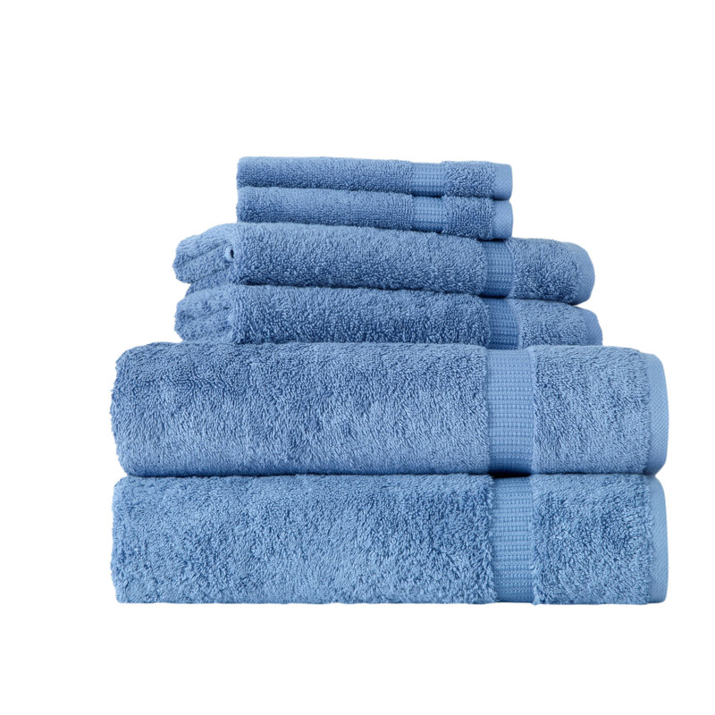 Balsamo 6-Piece Quick Dry Turkish Cotton Towel Set, Blue