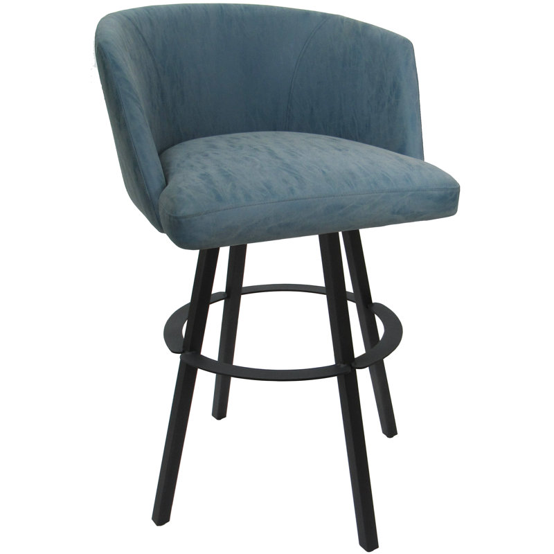 Tabouret de comptoir pivotant en métal Labawld sur base Warren, Bleu / gris