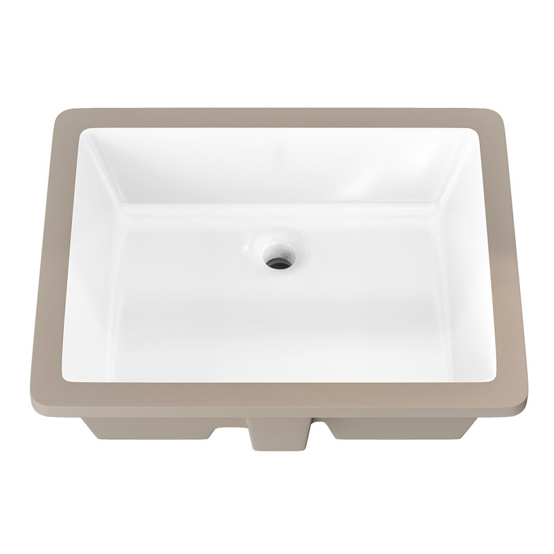 20'' White Ceramic Rectangular Undermount Bathroom Sink