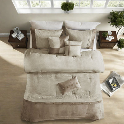 Ensembles de literie luxueux en faux suède, style chalet en polyester brun clair pour la maison