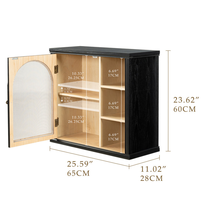 Armoire à pharmacie en bois avec tablettes réglables et portes murales, noir, Noir satiné