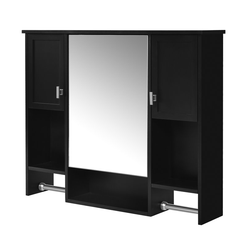 Armoire de rangement murale moderne 35 po x 28 po, Noir