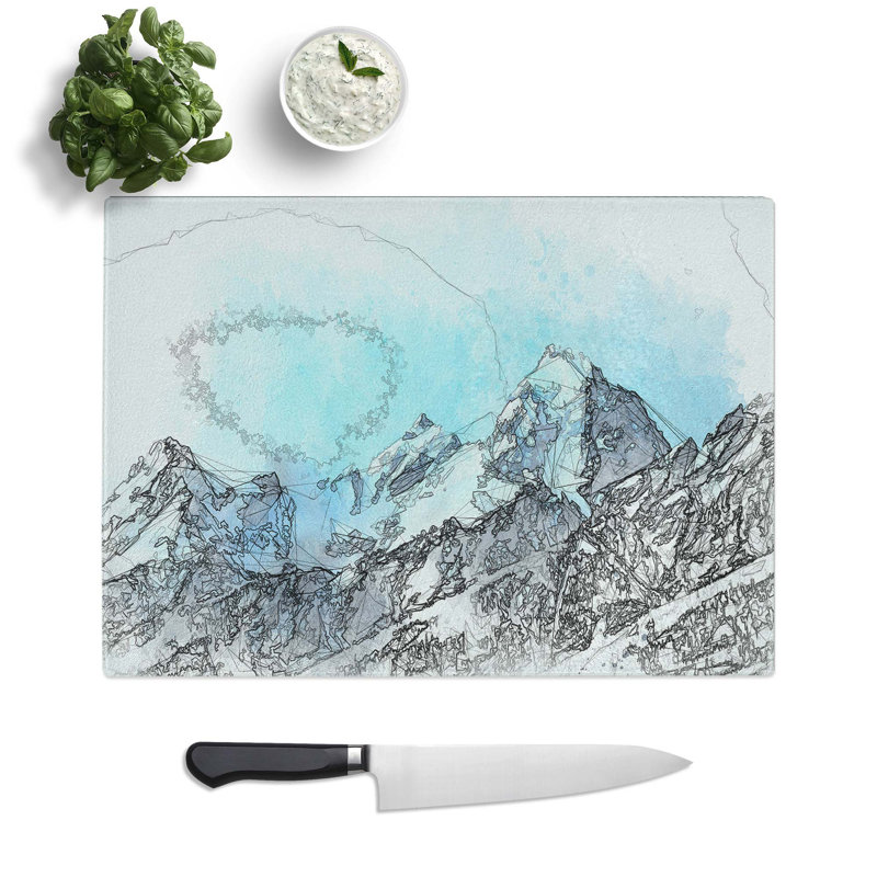 Glass Mountain Blues in Abstract Chopping Board, 39 cm W x 28.5 cm L