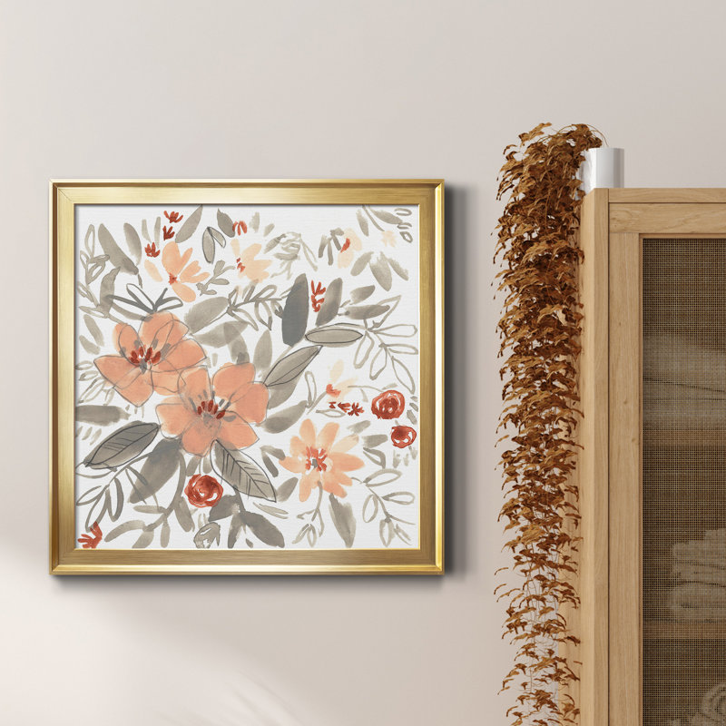 13_Pêche et rouille Blooms I-Premium, reproduction encadrée - prête à être accrochée, H 26,5 po x l 26,5 po x P 1,5 po