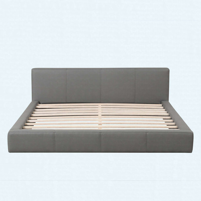 King Size Upholstered Bed Frame In Stylish Gray, Modern Platform Bed Design, Gray, King