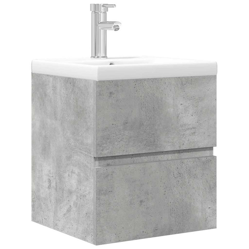 Sotira Single Bathroom Vanity with Integrated Ceramic Basin, concrete grey
