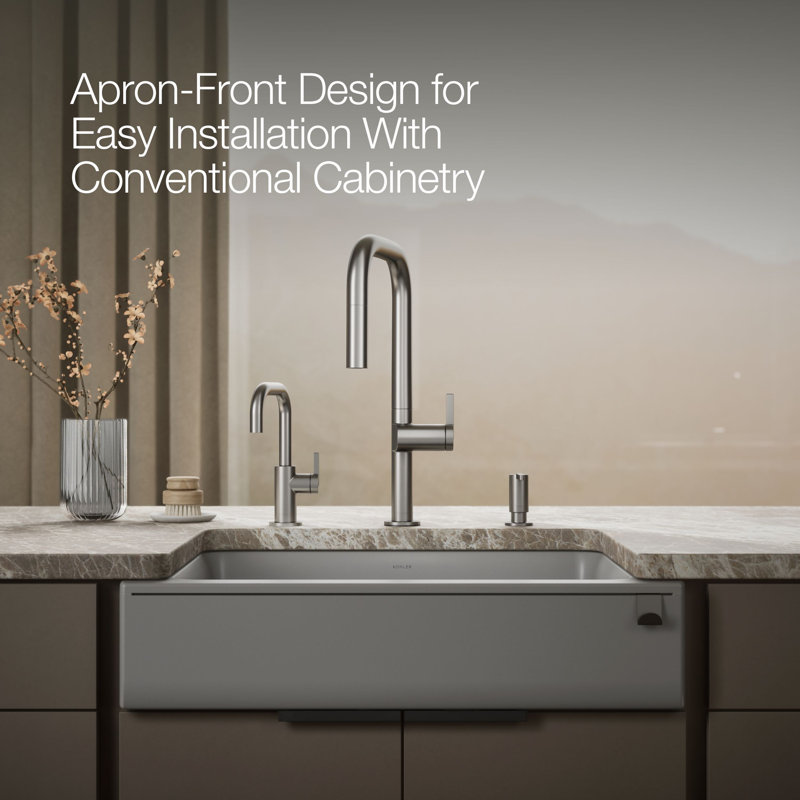 Cairn 29-3/4 In. Undermount Single-Bowl Farmhouse Kitchen Sink With Short Apron, Matte Gray