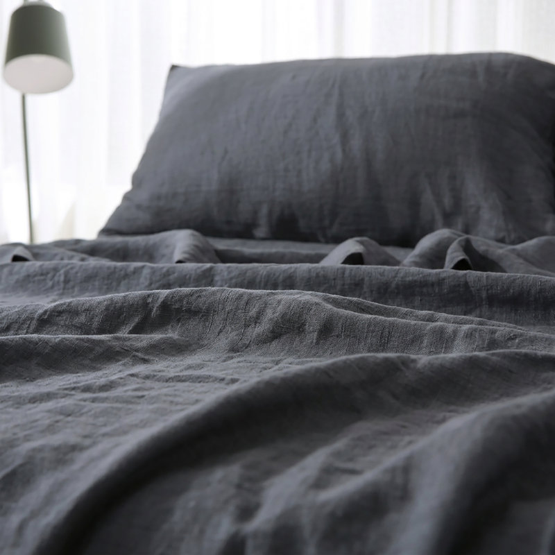 Ensemble de draps gris anthracite, Queen