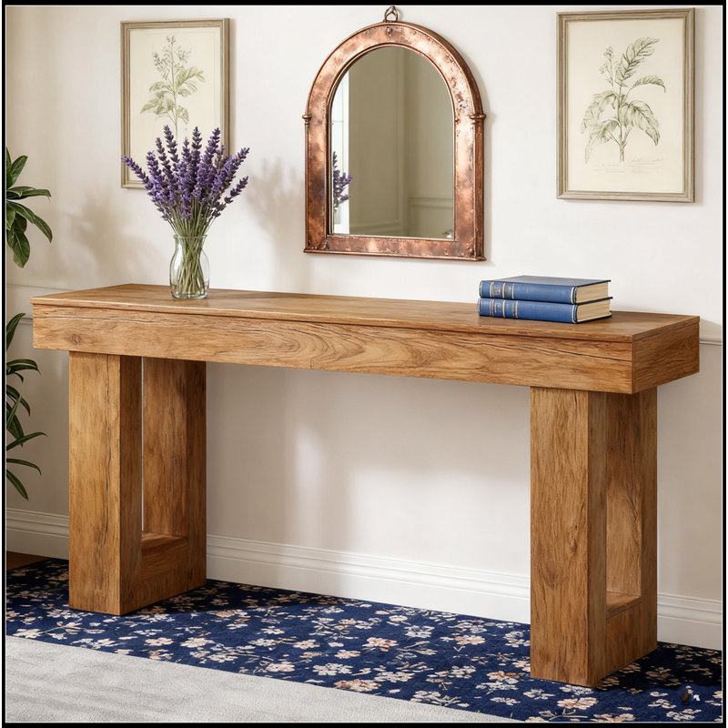 Console 63 pouces Farmhouse, Bois naturel