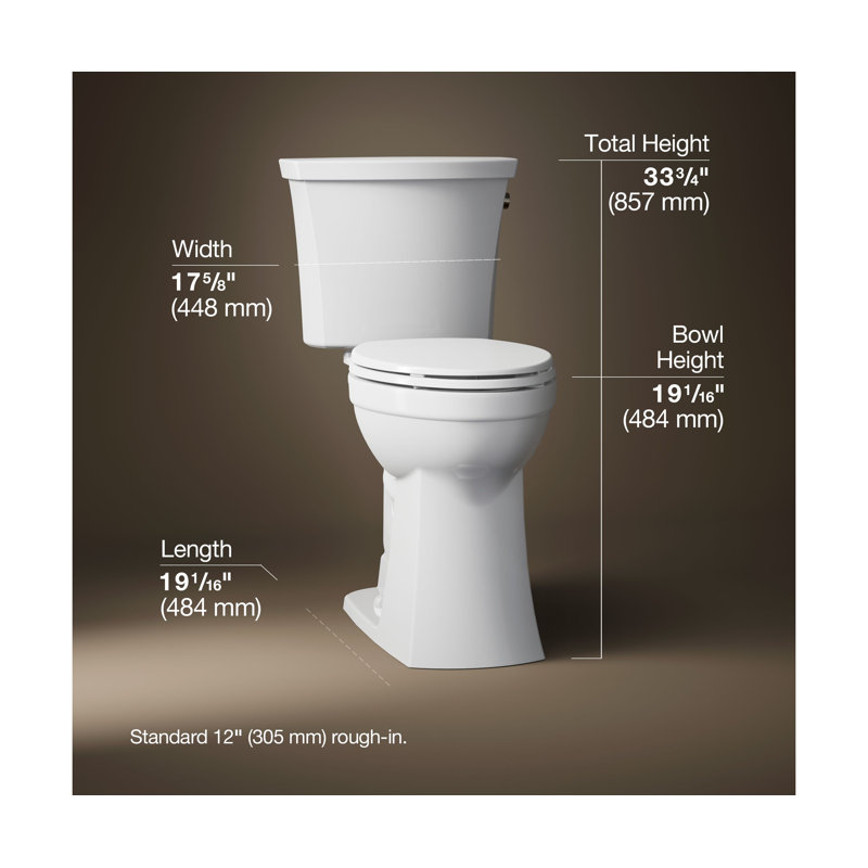 Kelston Tall Two-Piece Elongated Toilet 1.28 GPF, White