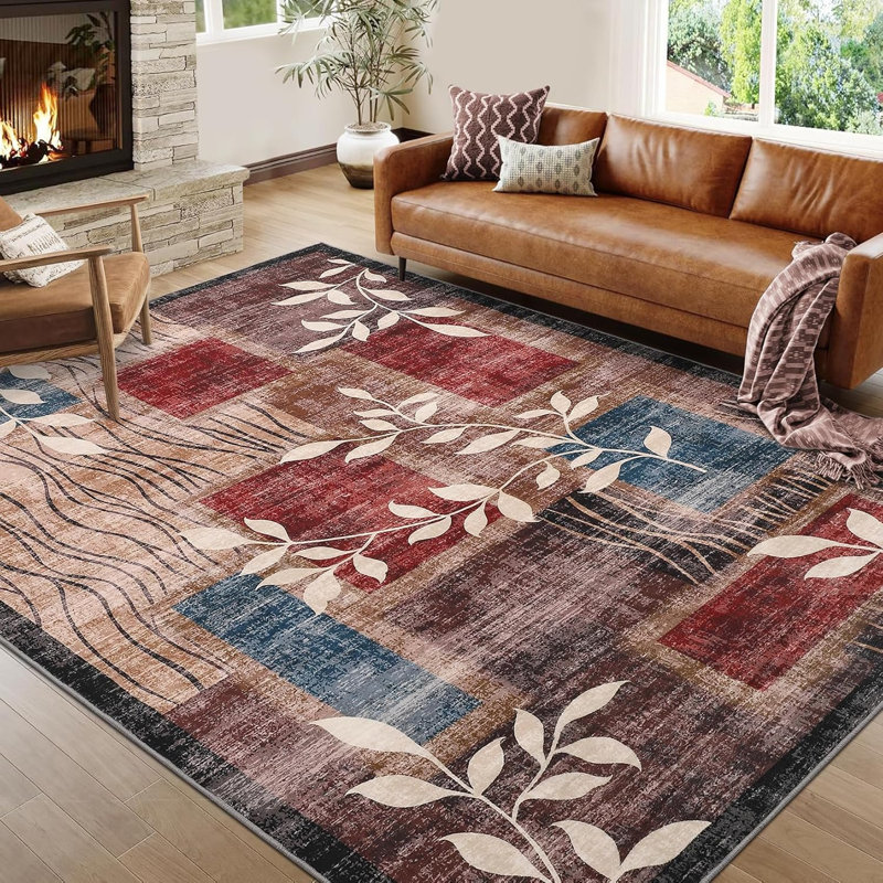 Washable Rug  Modern Floral Rug Geometric Runners Grey Hallway Runner Carpet Soft Low-Pile Bathroom Mat Laundry Hallway 2x6