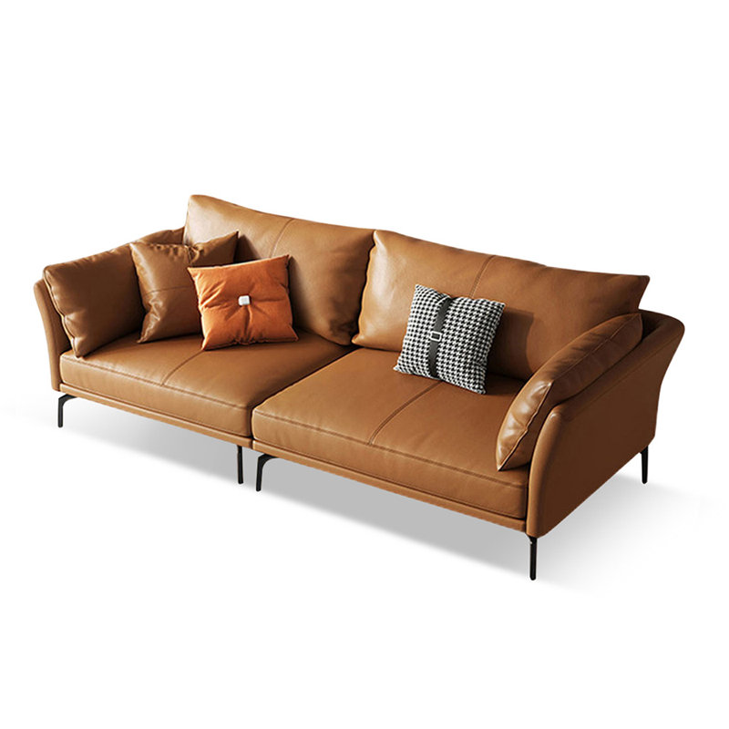 Coussin modulaire en cuir véritable, Brun, H 32,28 po x l 85,83 po x P 39,37 po