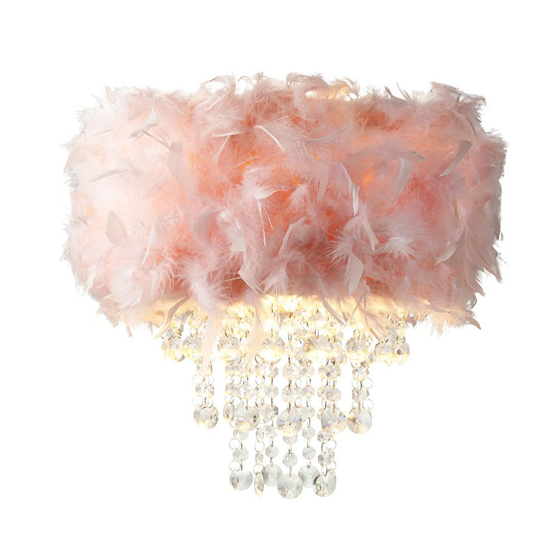 32cm Silk Drum Pendant Shade, Pink