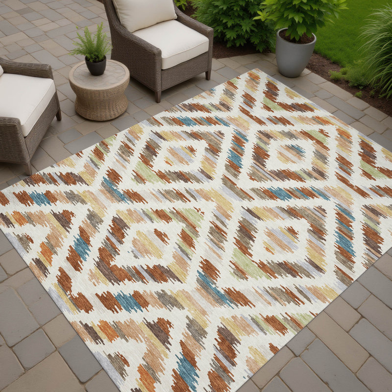 Machine Washable Indoor/Outdoor Chantille Tribal Rug, Paprika, 10' x 14'