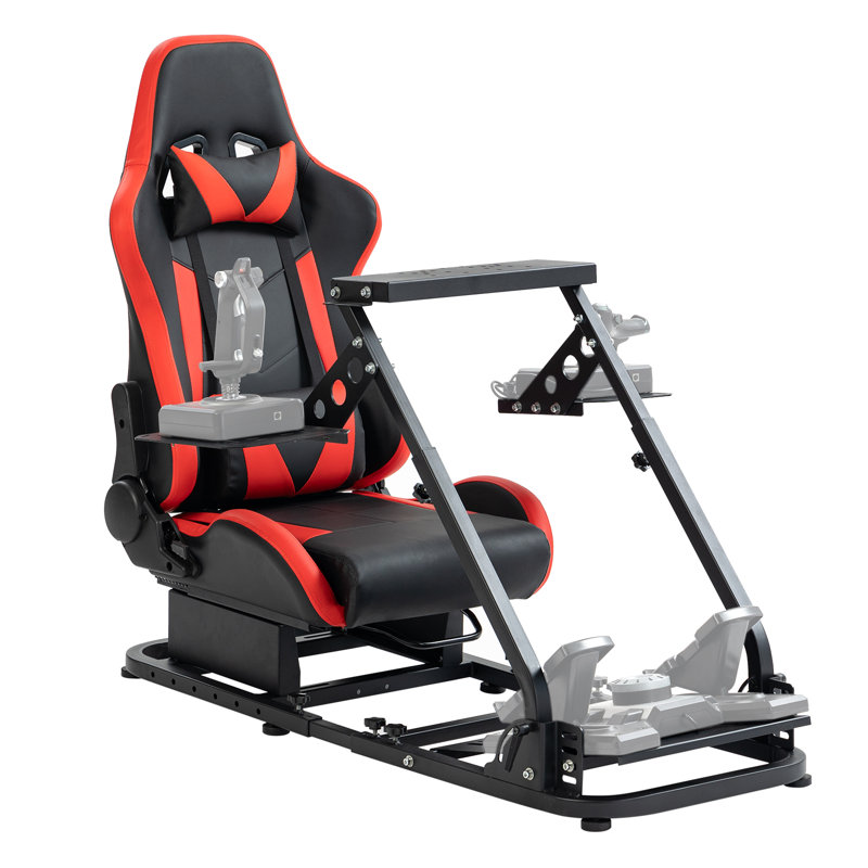 Anman Flight Simulation Cockpit with Red Racing Seat, Not Include Steering wheel & Wheels & Pedals and Shifter Handbrake