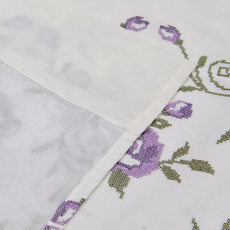 Floral Embroidery Scalloped 60.00'' Window Valance, Lilac