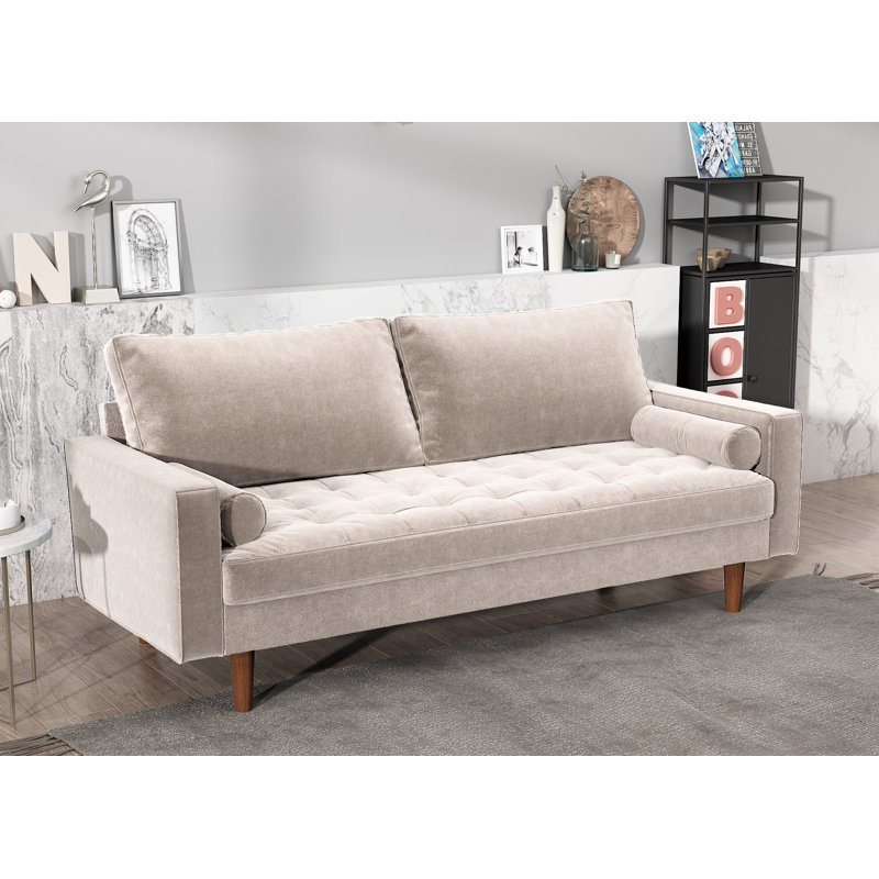Hazen 69.6'' Velvet Loveseat, Beige, 69.6" W