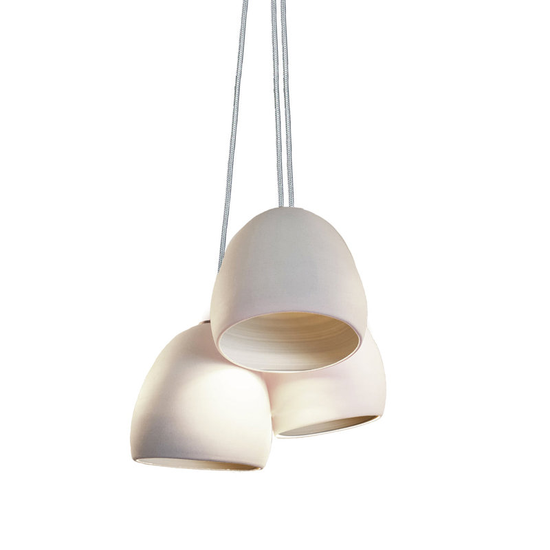 Luminaire suspendu grappe 3 lumières Clay, DEL, H 104 po, Argent