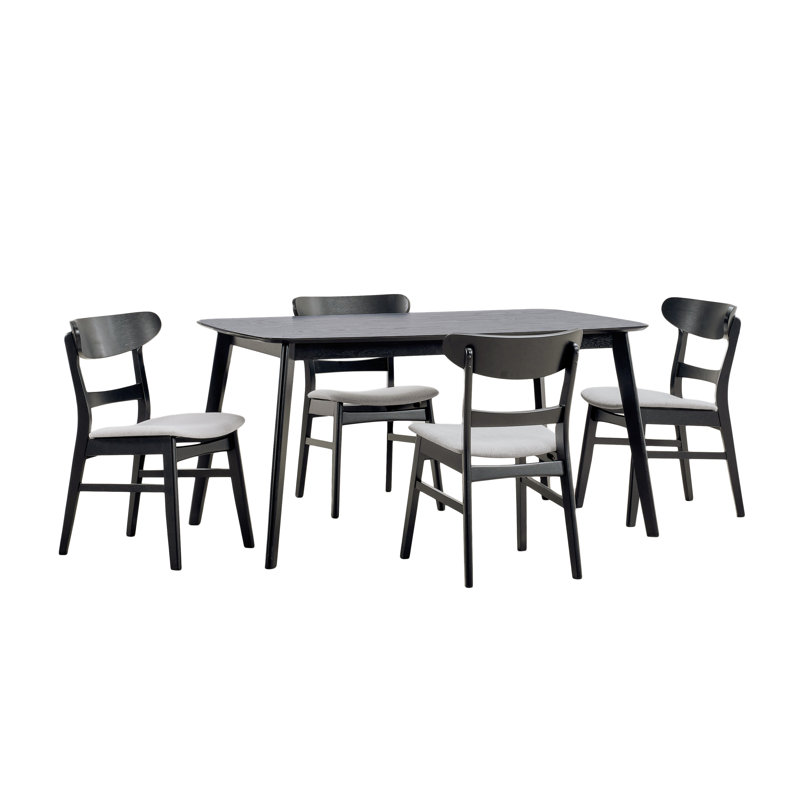 Ensemble de salle à manger rectangulaire L 59 po x l 35,5 po Joelissa, Gris clair / noir