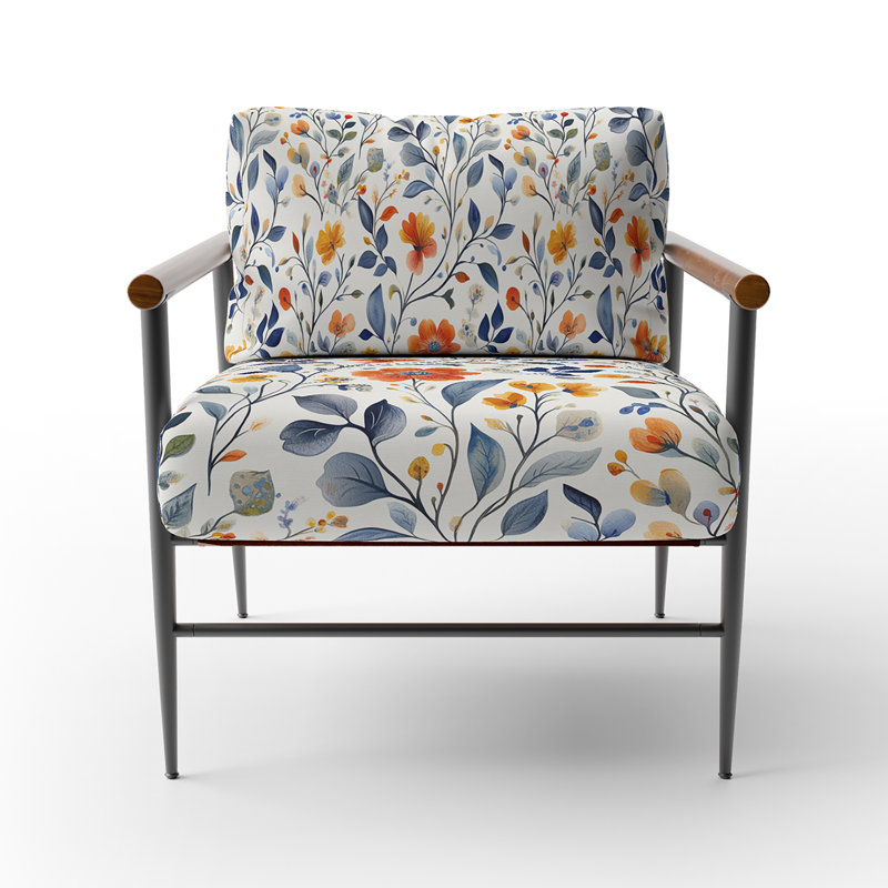 Chaise d'appoint Boho, Bras ronds bruns