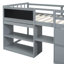 Lit mezzanine simple gris bas avec bureau, étagère à tiroirs dans un bureau mobile, tablette et tiroirs-980336413