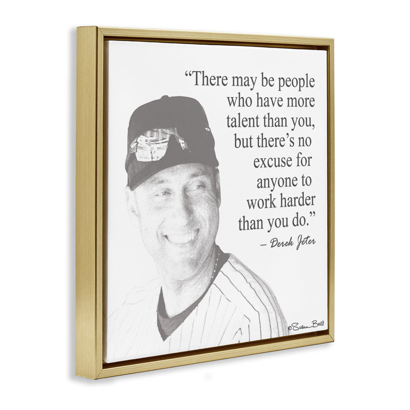 «Work Hard Derek Jeter», citation sur toile flottante encadrée par Penny Lane, H 18 po x l 18 po