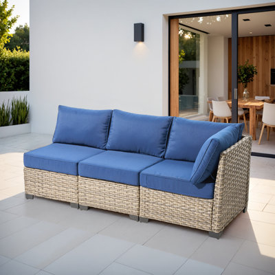 Wahkon Outdoor Patio Sofa Wicker Modular Sectional Set With Cushions