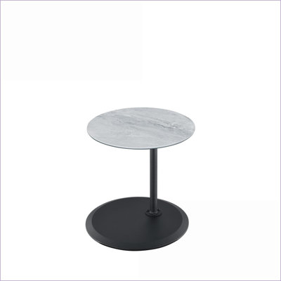 Grey Marble Textured Coffee Table with Adjustable Height 16”-26”, Space-Saving for Living Room, Easy-to-Use Clamp
