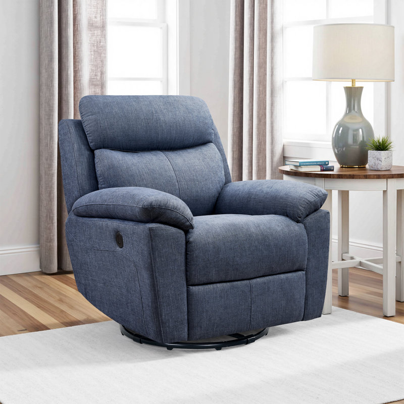 Classic Oversized Electric Power Recliner Chair, ,Equipped With USB Charging Connector With Overstuffed Cushion And Back, Soft Fabric Adults Single Recliner Sofa For Living Room