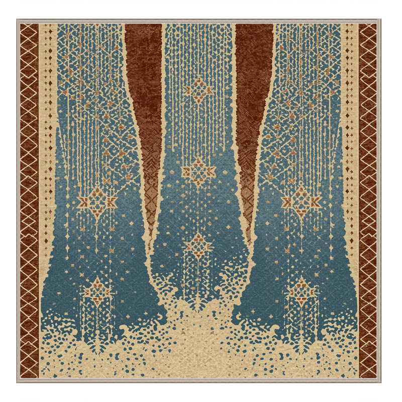 Tapis marocain doux et moelleux d'inspiration mondiale Tonnele, Carré 4 pi