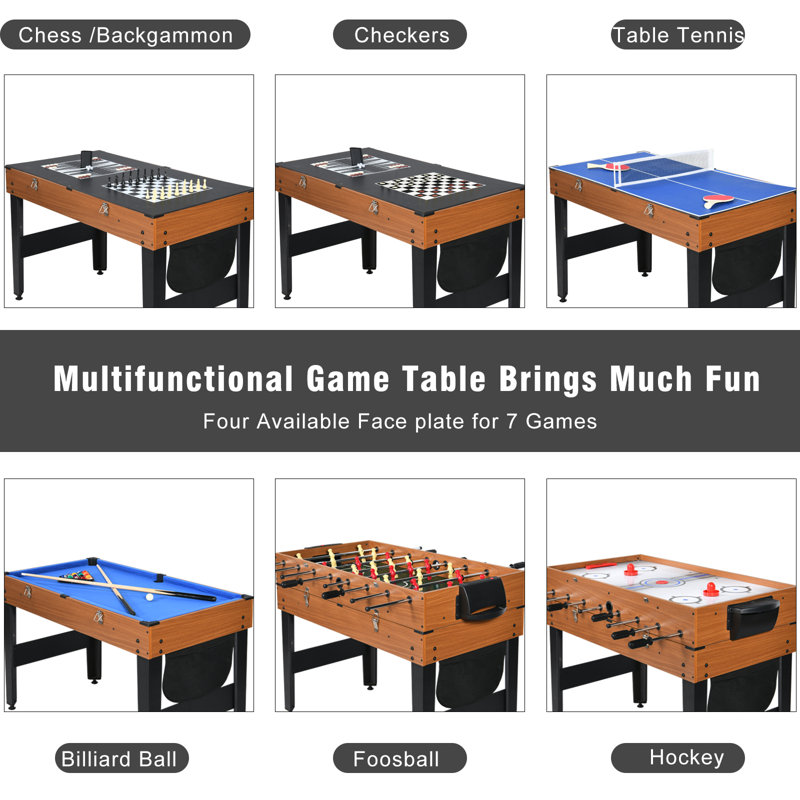 Raychee 4ft 7-in-1 Multi Game Table Set For Home, Game Room, Friends & Family