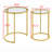 Round Metal Nesting End Table Set of 2 with Glass Top-105624566