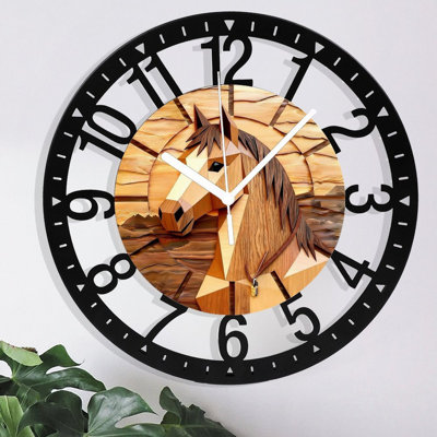Horloge murale ronde en fer 10 po avec mouvement à quartz silencieux, chiffres arabes, impression UV