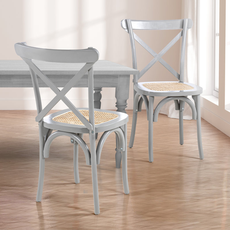 Chaises de salle à manger en bois d'acajou massif gris Cassis, Gris