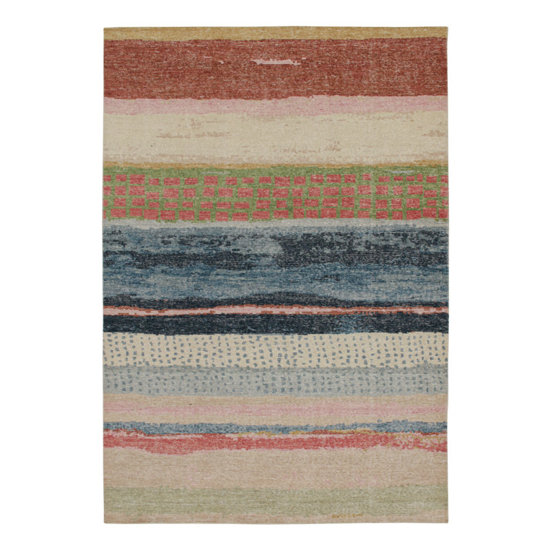 Distressed Homage Hand Knotted Wool Abstract Area Rug, Rectangle 5' x 8'